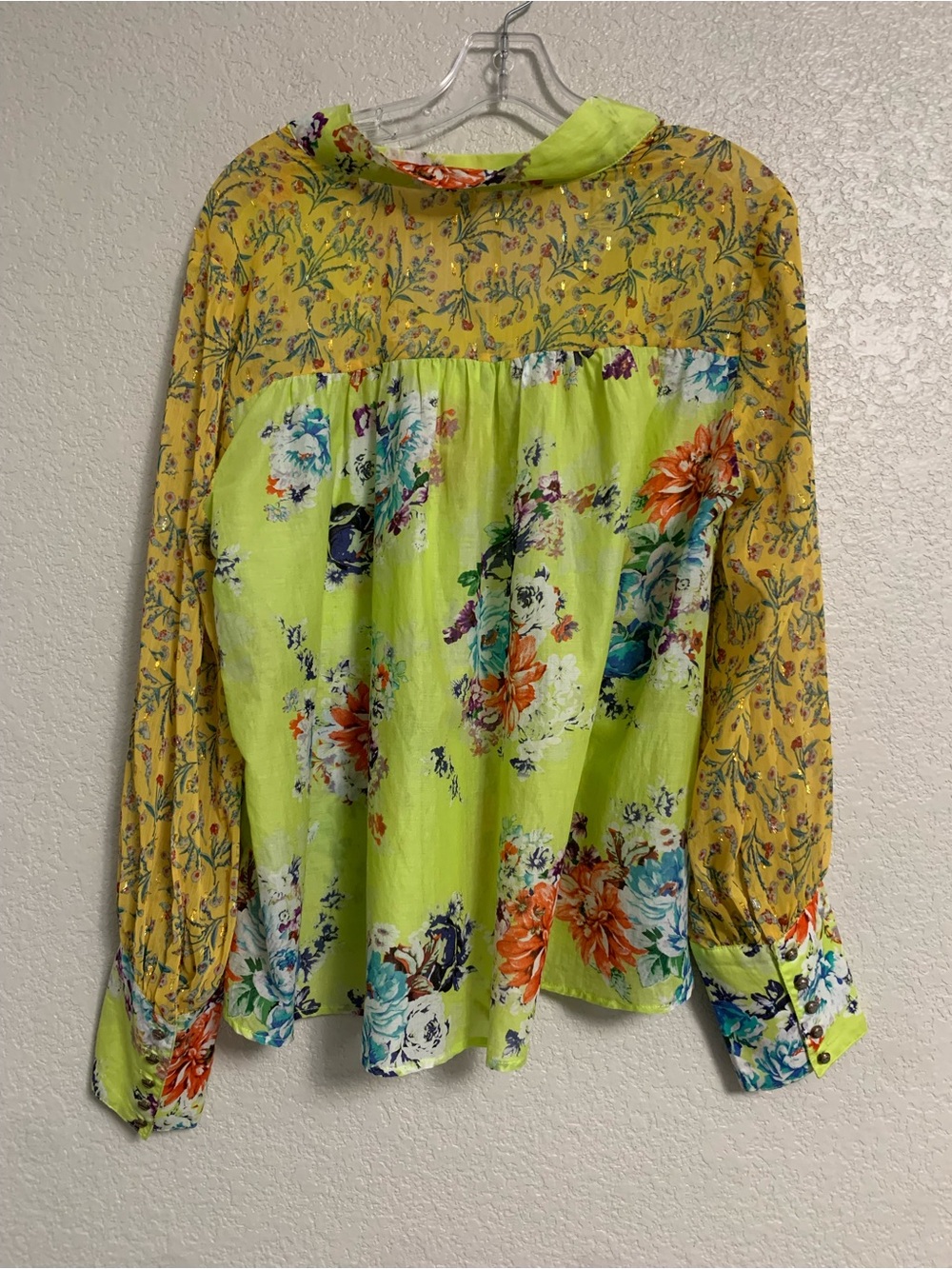 Aratta Silent Journey Shirt Top Blouse Womens M Floral Sheer Lightweight Boho - Picture 2 of 16